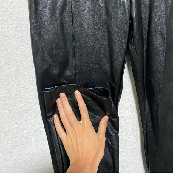 Amanda Uprichard Black Faux Leather Split Hem Pants - Picture 8 of 13